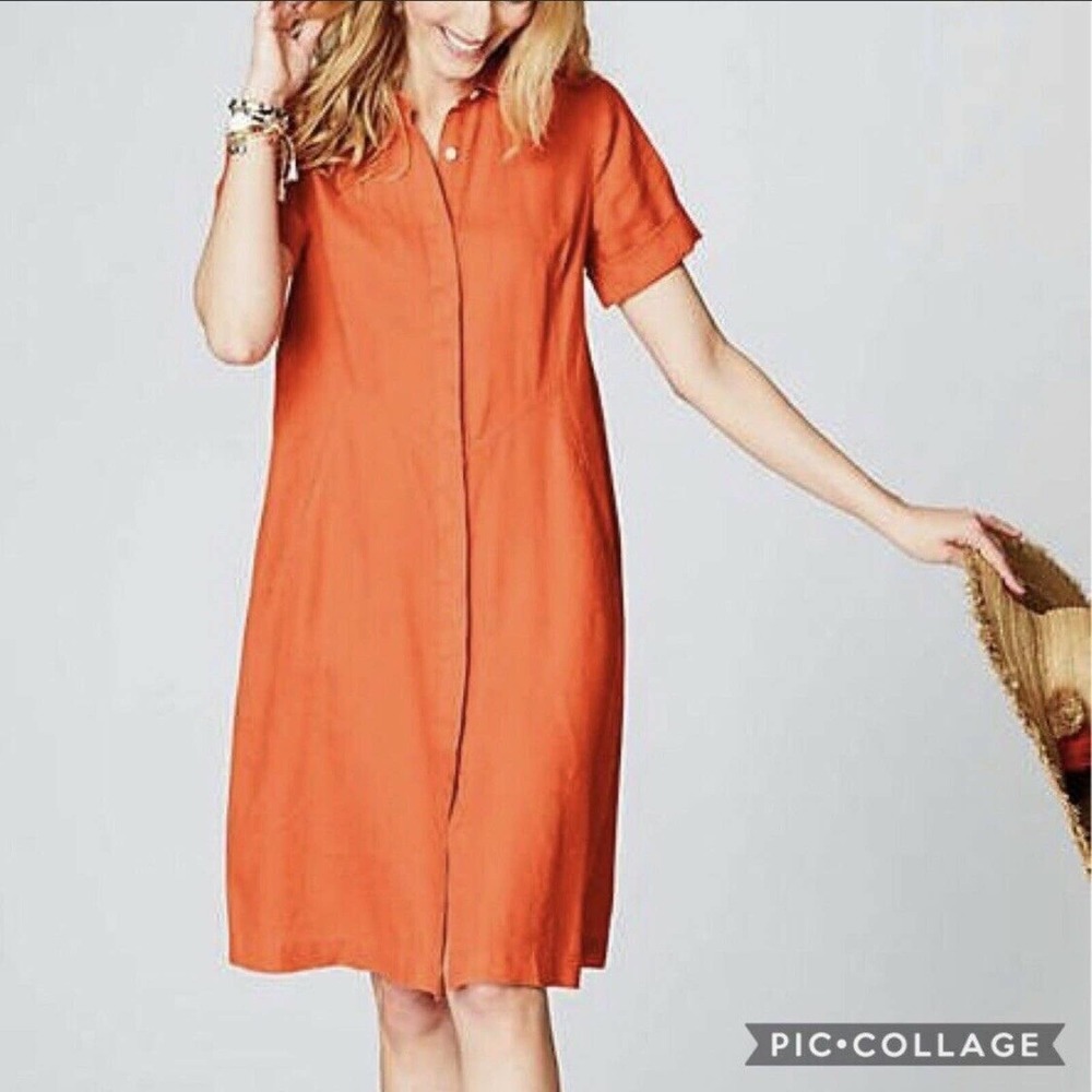 J. Jill Love Linen Dress Size L Linen Swing Button